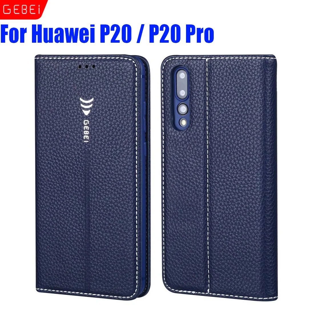 

Case For HUAWEI P20 / P20 Pro Luxury Original Brand GEBEI Leather Flip Unique Magnet Card Slot Design Cover HP205