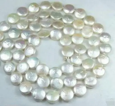 

wholesale 12MM White Coin Pearl Jewelry Gorgeous Necklace 30" necklace women's jewelry silver