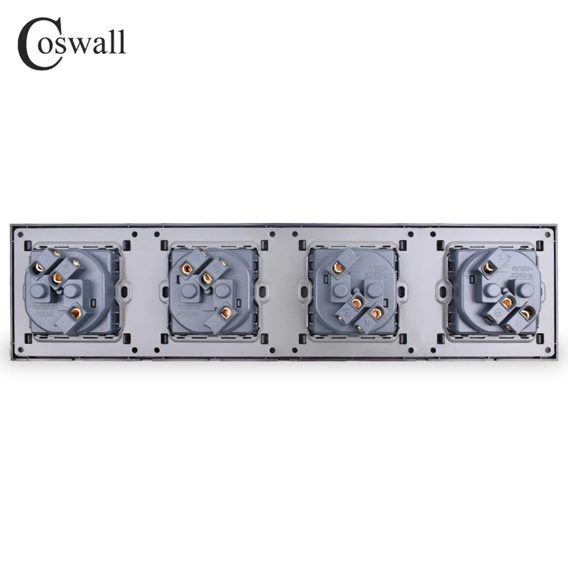 COSWALL 4 комплекта настенная розетка с заземлением 16А стандарт ЕС четырехместная розетка с защитной дверью панель ПК