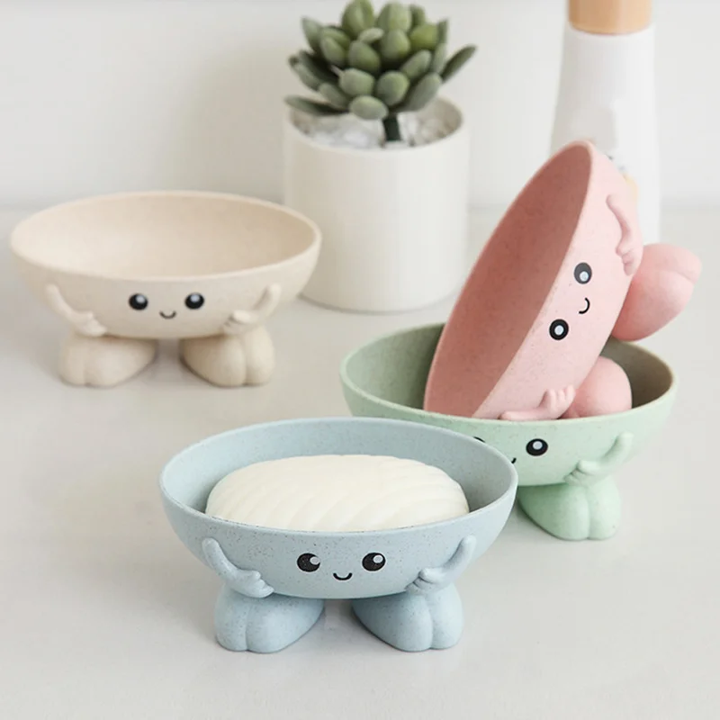 

Cartoon Shape Candy Colors Soap Box with Cover Draining Practical Easy Clean Soap Holder Bathroom Gadgets Soap Dish Box