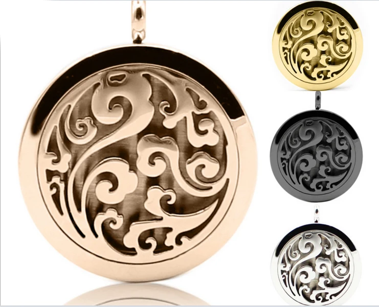 

20mm 25mm 30mm Fashion Jewelry Aromatherapy Essential Oil surgical Stainless Steel Pendant Perfume Diffuser Locket Necklace