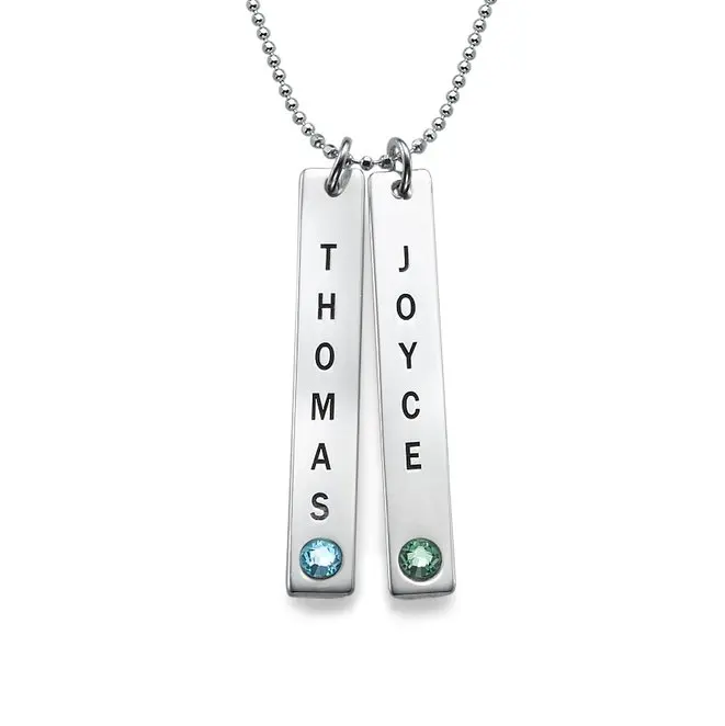 

Personalized Vertical Bar Necklace with Birthstones New Arrival Birthstones Long Necklaces Custom Made Any Name YP2491
