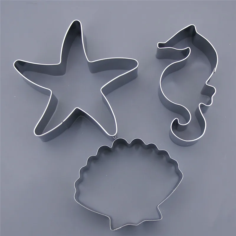

KECTTIO 3Pcs/Set Ocean Sea Star Shells Sea Horse Mould Cookies Fondant Mold Chocolate Cake Cutter DIY Baking Decorating Tools