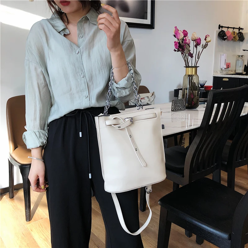 

Bucket Bag Women Designer PU Leather Bags Female Handbags Pure Color Personality Shoulder Strap Crossbody Bag Female Handbags