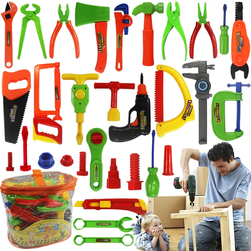 Пластик Безопасный инструмент, игрушки для детей, игрушки для детей мальчик моделирование, коробка с инструментами, инструменты для обслуживания мобильного набор инструментов, набор инструментов для самостоятельного комплект