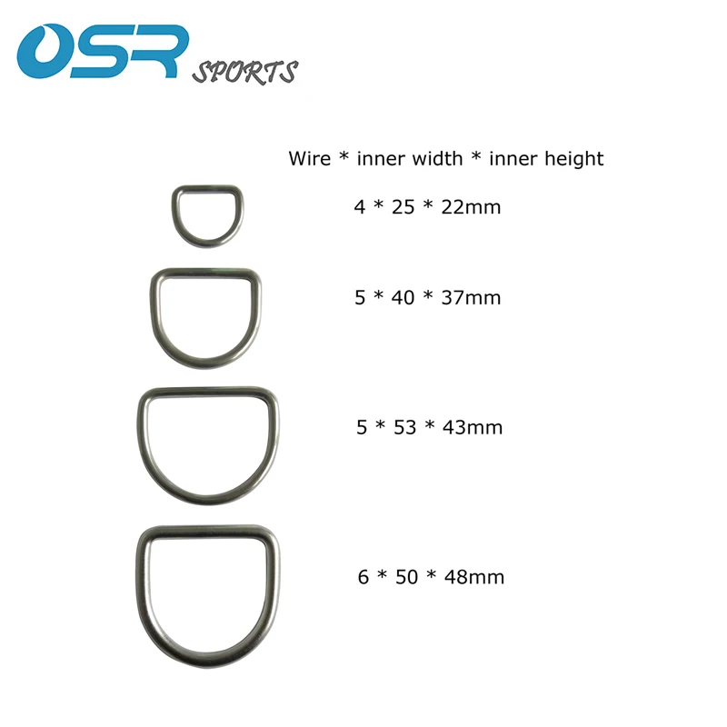 

Scuba diving 304 stainless steel D-ring Straight 4 sizes for attaching on BCD SMB bags climbing accessory