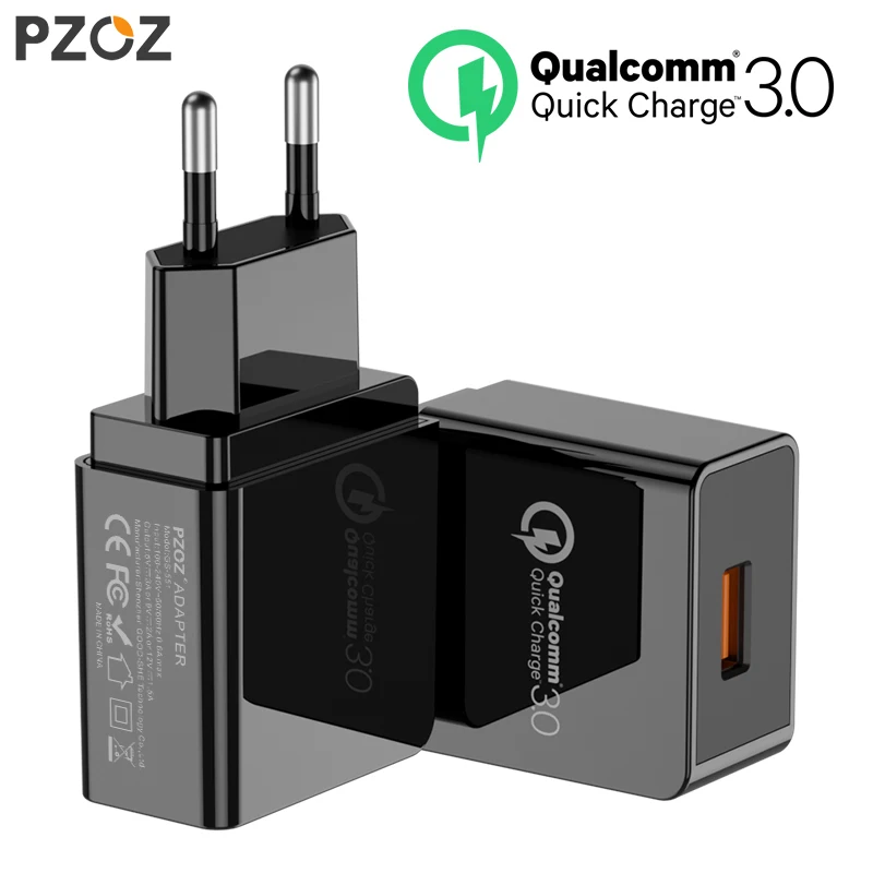 

PZOZ USB Charger Mobile Phone Fast charging qualcomm quick charge QC 3.0 Travel Wall Adapter EU Plug For Samsung Xiaomi iPhone