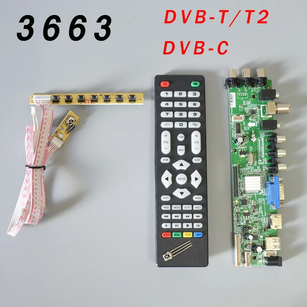 Placa de Driver Interruptor + ir tv + 7 Universal Lcd Suporte Dvb-t2 Chave 3663 Ds. D3663lua. A81.2.pa V56 V59
