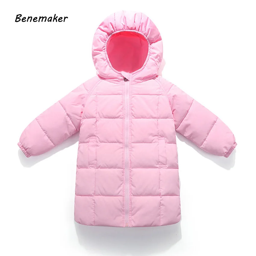 

Benemaker New Girls Boy's Winter Long Jackets Thick Sports Snowsuits Hooded Children's Clothing Baby Kids Coats Outerwear YJ042