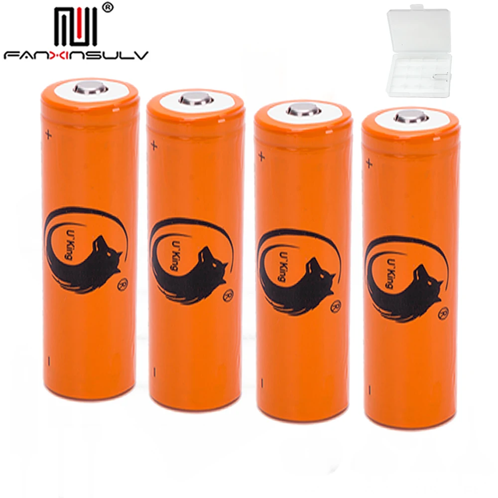 4pcs 3.7v 4200mah 18650 Battery + Case 18650 Lithium Rechargeable