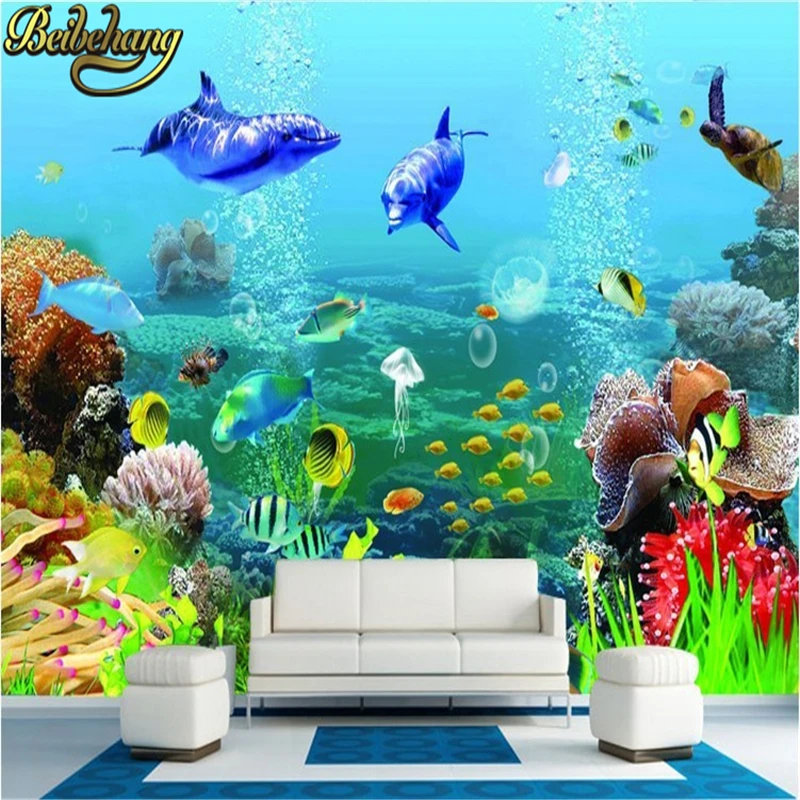 

beibehang Custom 3d mural Underwater World Stereo wall paper 3d photo wallpaper for living room TV Background Bedroom