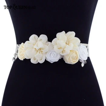 

TOPQUEEN Ribbon Flowers Wedding Belts Flowers Bridal Belts Bridal Sashes For Mermaid Prom Dress belt sashes for flower girl S320