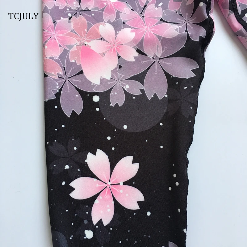 TCJULY Модные женские леггинсы с градиентным принтом сакуры для фитнеса, леггинсы с высокой талией и пуш-ап, штаны для тренировок