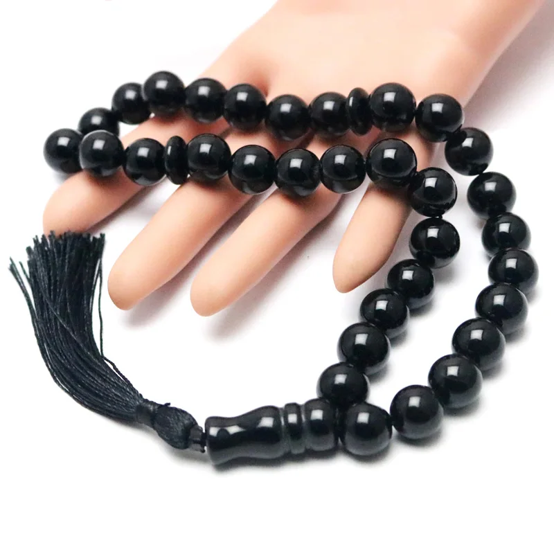 Агат черный круглый декоративный бисер 33 мусульманские четки tasbih ювелирные изделия Четки misbaha