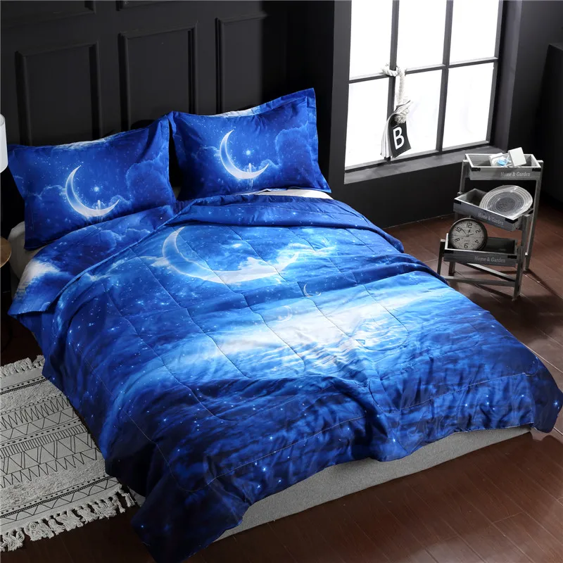 

Starry Sky Printed Hight Quality Comforter Sets Polyester Fabric Light and Soft Duvet Bed Set King Queen Size Summer Quilt