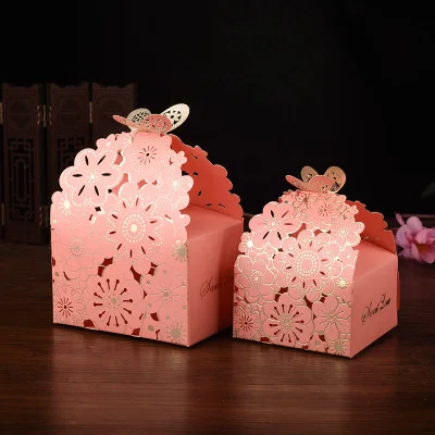 30 шт./лот корейский стиль конфеты коробка для хранения с бабочка шоколад коробка для гостей Hollow перевозки свадебные подарки упаковка Организатор - Цвет: Розовый