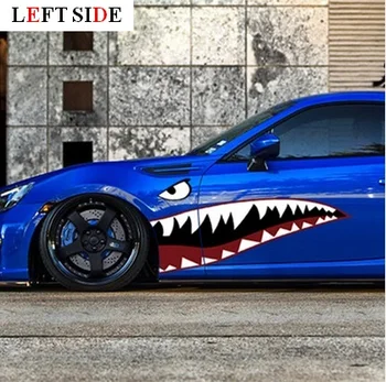 

LEFT SIDE Car Sticker Eyes Shark White Tooth Sticker Car-detector Personality Door Body Waterproof High Quality No Color Fade
