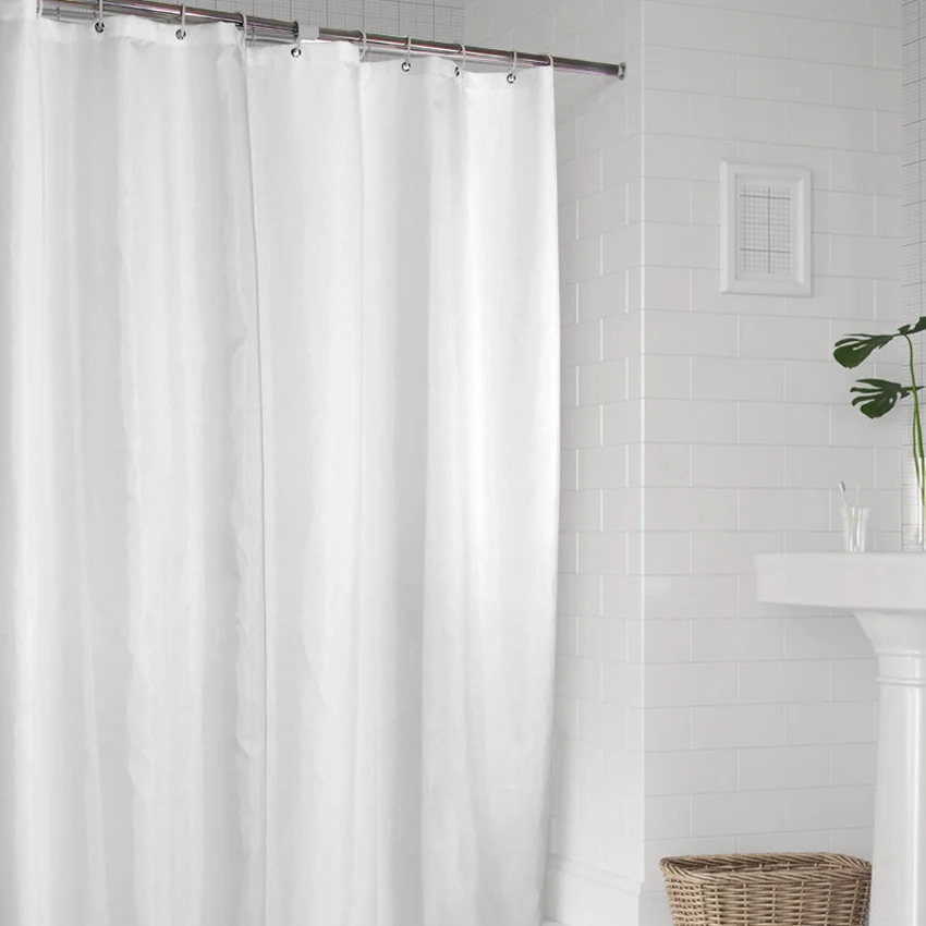Luxury White Shower Curtain Waterproof, Mildew-proof Thick Solid Bath Curtain for Bathroom & Bathtub