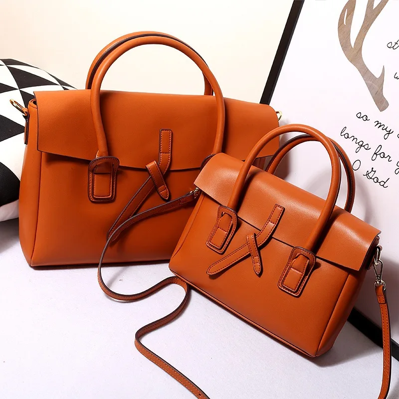 

Woman Genuine Leather Brown Bags British Style Shoulder Hand Bag High Quality Female Casual Tote Office Ladies Business Bag