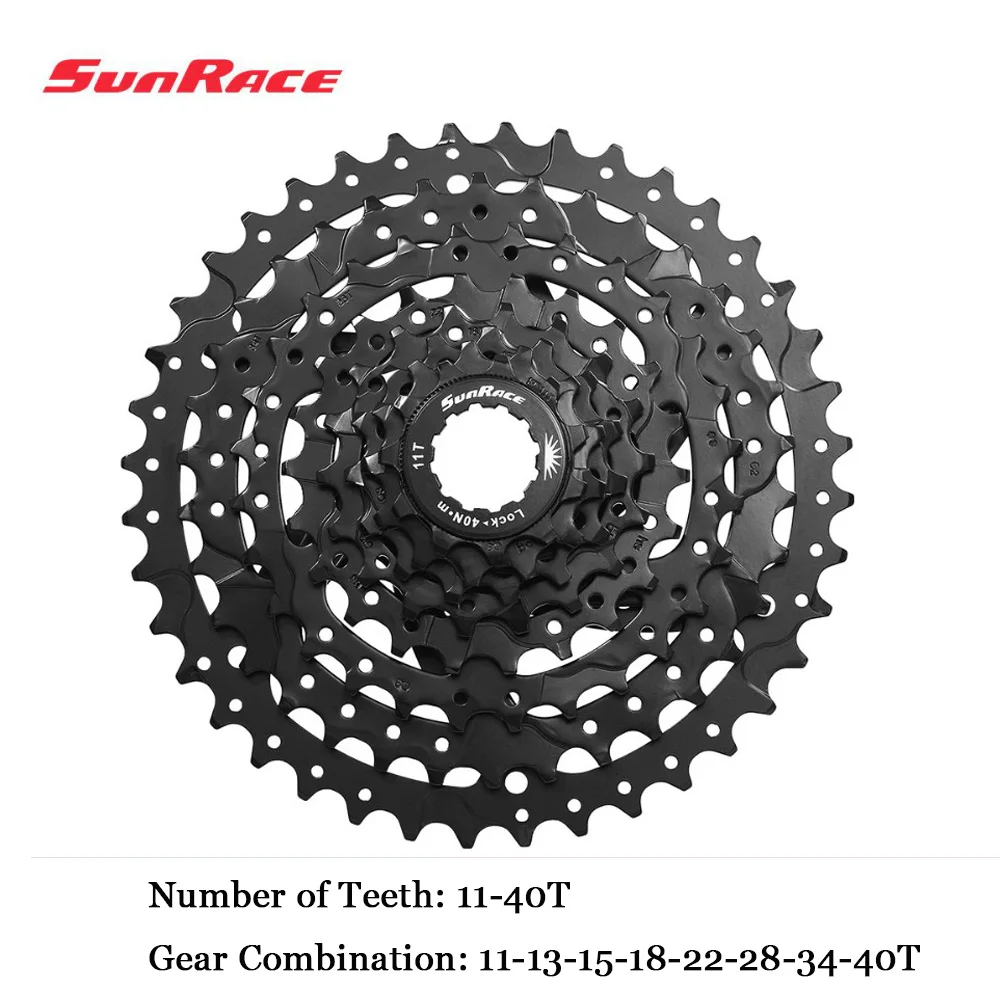 Sunrace 8-speed 11-40T Wide Ratio MTB Cassette CSM680 Freewheel fit Shimano 8 speed standard HG model hub, not works freewheel