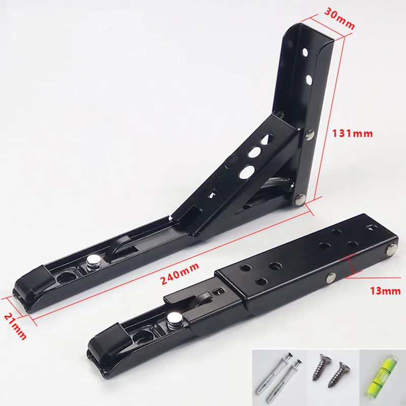 

2PCS 10 Inch Length Heavy Duty Black Steel Table Hanging Triangle Wall Mount Folding Shelf Bracket