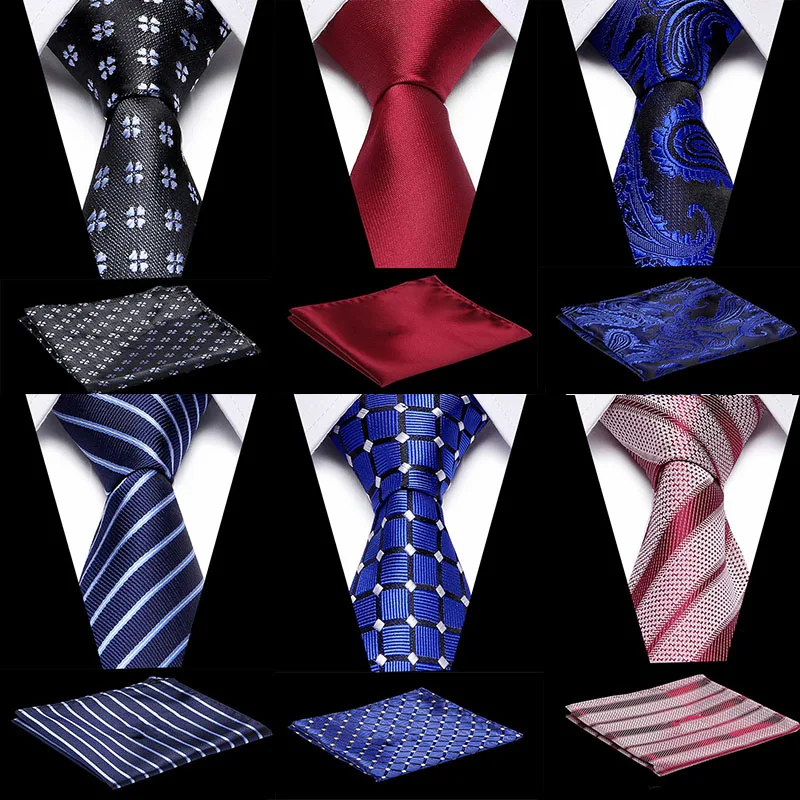 Пейсли жаккардовый тканый Мужской Шелковый галстук платок Набор шеи галстук 8 см Полосатый галстук для мужчин костюм Бизнес Свадьба