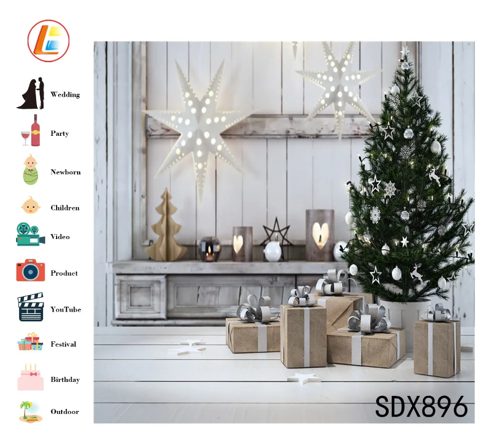 Aliexpress Buy LB Polyester & Vinyl Christmas Tree Gifts White hexagonal decorative lights Child graphy Background Studio Backdrop from