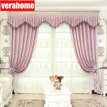 

Europe Luxury jacquard blackout shade Cloth curtains Screen sheer tulle for living room bedroom windows Custom valance pelmet