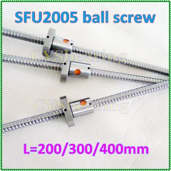 

Rolled Ballscrew SFU2005 guide ball screw L= 200mm / 300mm / 400mm +3pcs 2005 Ballscrew nut