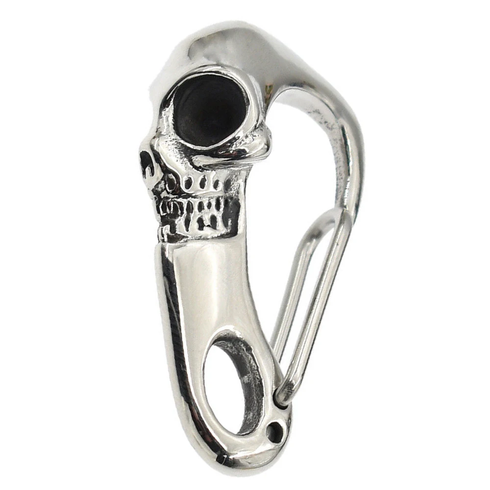 

New Vintage Stainless Steel Skull Clasp Carabiner Wallet Key Chain Hook FOB Clip