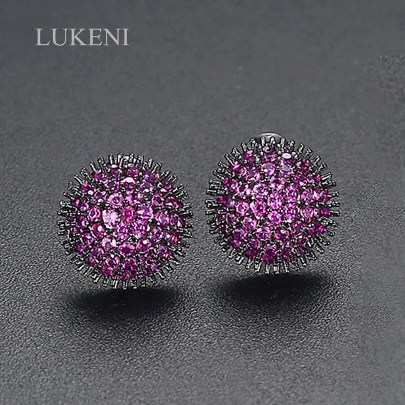 

LUKENI Exquisite Design Creative round color Stud Earrings for Women Party Luxury CZ Stone Fashion Jewelry Accessories Gift