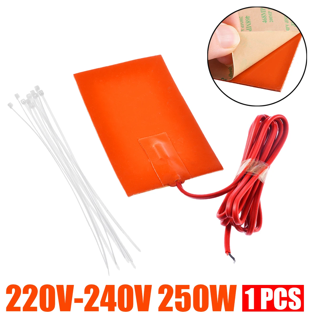 250W Silicone Heater Pad Block Hydraulic Tank Heating Plate Engine Oil Pan Sump Tank Heater Not With Plug AC 220-240V 9x13cm