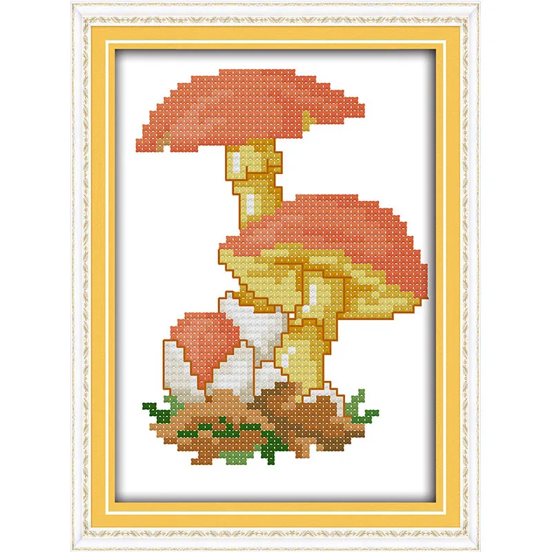 

Cross stitch, DIY Cross Stitch, Set Embroidery Kit, Print Cartoon Mushroom Sufficient Line Cross Stitch