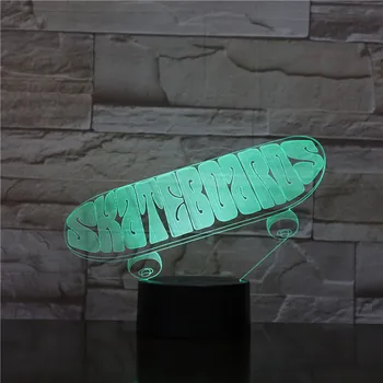 

Sporting Skateboard 3D LED USB Lamp Tridimensional Innovative Desktops Downlights RGB controller Mood Touch Remote Decor GX1956