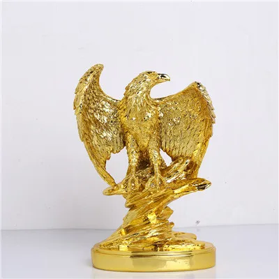 Gold Color Eagle Ornaments Spread Wings Eagle Trophy Figurines Crafts Home Office Decoration Resin Animal Miniature Model Gifts - Цвет: as picture