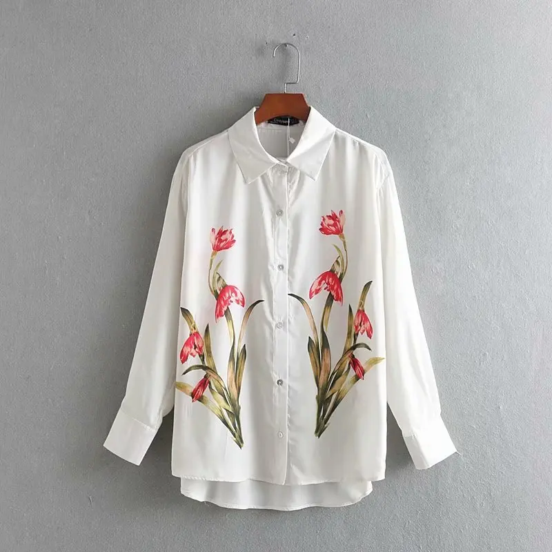 

Fashion women HZ43-1895 European and American Fashion Oriented Printed Shirts