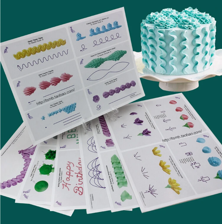 Buy 12PCS Piping Cream Decorating Practice Board Icing Pastry Beginner Paper