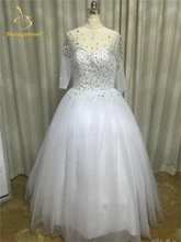 Bealegantom 2017 New Luxury Long Sleeve Wedding Dresses Beading Lace Up Bridal Gowns Vestido De Noiva QA596