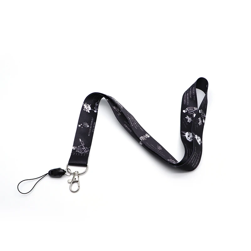 

30pcs/lot Flowers Skull Lanyard ID Holder Lonely Love Life Soul Lanyards Mobile Phone Badge Holder Hang Rope Lariat Key Ring S27
