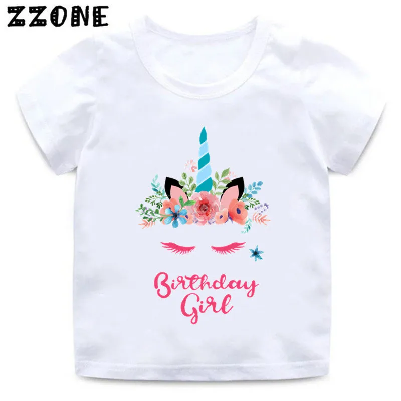 

Kids Unicorn T shirt Happy Birthday Girl Print Funny T-shirt Baby Girls Cartoon Summer Short Sleeve Clothes,-5249