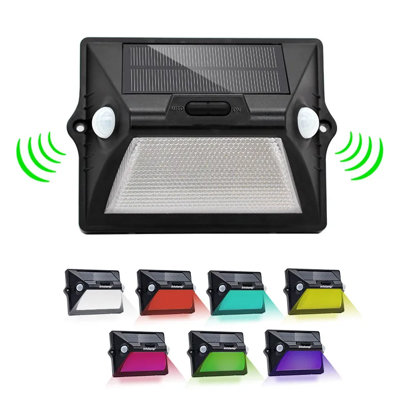 Solar Light Outdoor Dual PIR Motion Sensor Solar Powered Lamp 180 Degree Sensor Wall Lamp RGBW LED Waterproof Garden Solar Light