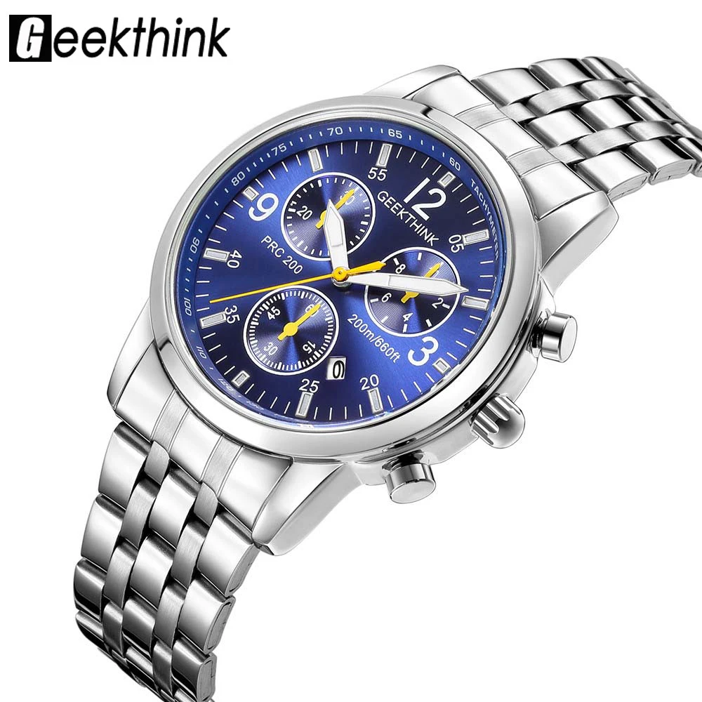 

Relogio Masculino GEEKTHINK Mens Watches Top Brand Luxury Fashion Business Quartz Watch Men Sport Steel Waterproof Wristwatch