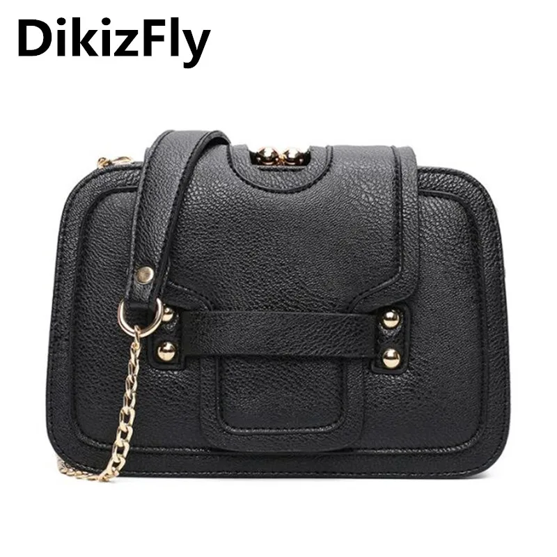

DikizFly New Chains Flap Bag Women Messenger Bags Ladies Shoulder bag Female Purse Handbag High Quality Leather Bolsas Feminin