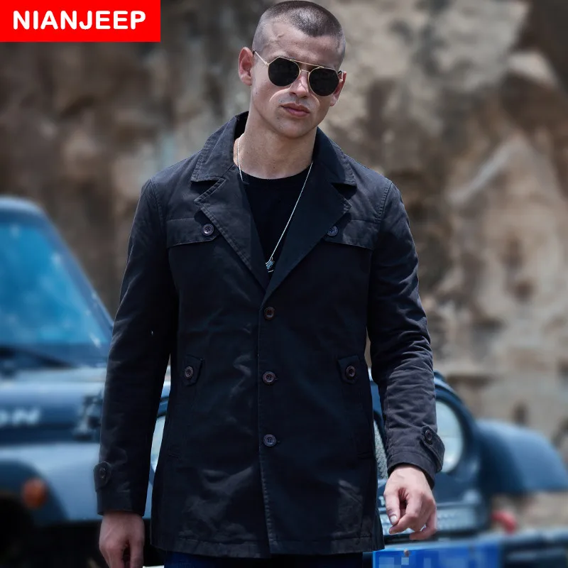 

NIANJEEP Brand Cotton Mens Jackets Slim Casual Male Clothing Coats Sections Men Jacket Windbreaker Man Washed Military Uniform