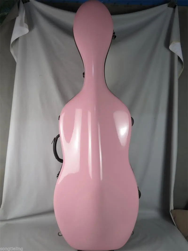 

1pcs pink color fiberglass hard cello case 4/4 with wheells