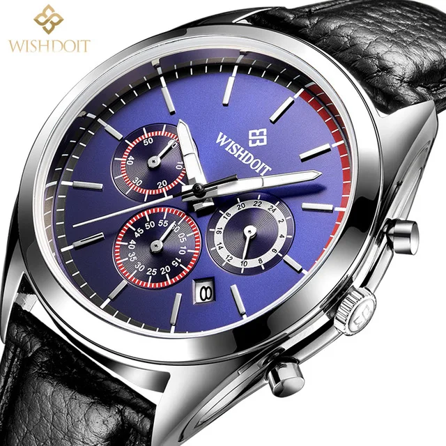 

2018 Luxury Brand Wishdoit Men Watch Blue Army Sports Multifunction Calendar Analog Display Date Luminous Business Wrist Watch
