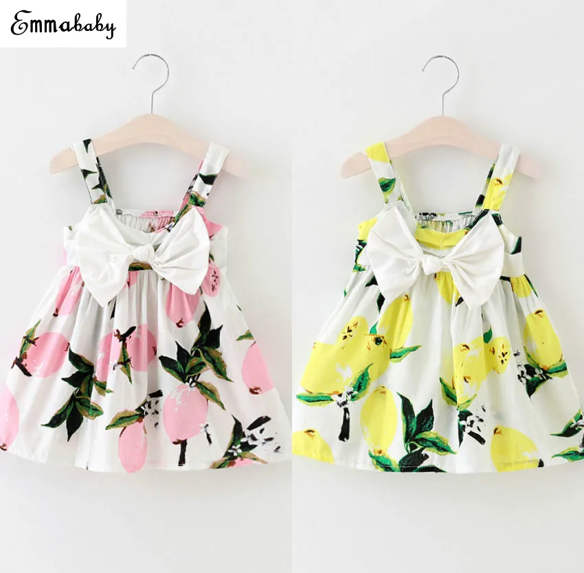 Emmaaby/сарафан платье для новорожденных платья с принтом лимона для девочек летнее платье на день рождения для девочек от 0 до 3 лет праздничная одежда
