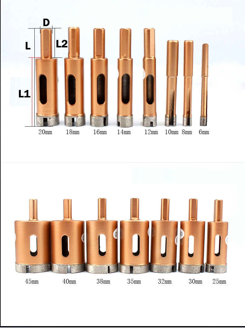22 мм 25 мм 28 мм 30 мм 32 мм 35 мм 38 мм 40 мм камень мрамор гранитная керамическая плитка стеклорез инструмент коронки сверло алмазная пила