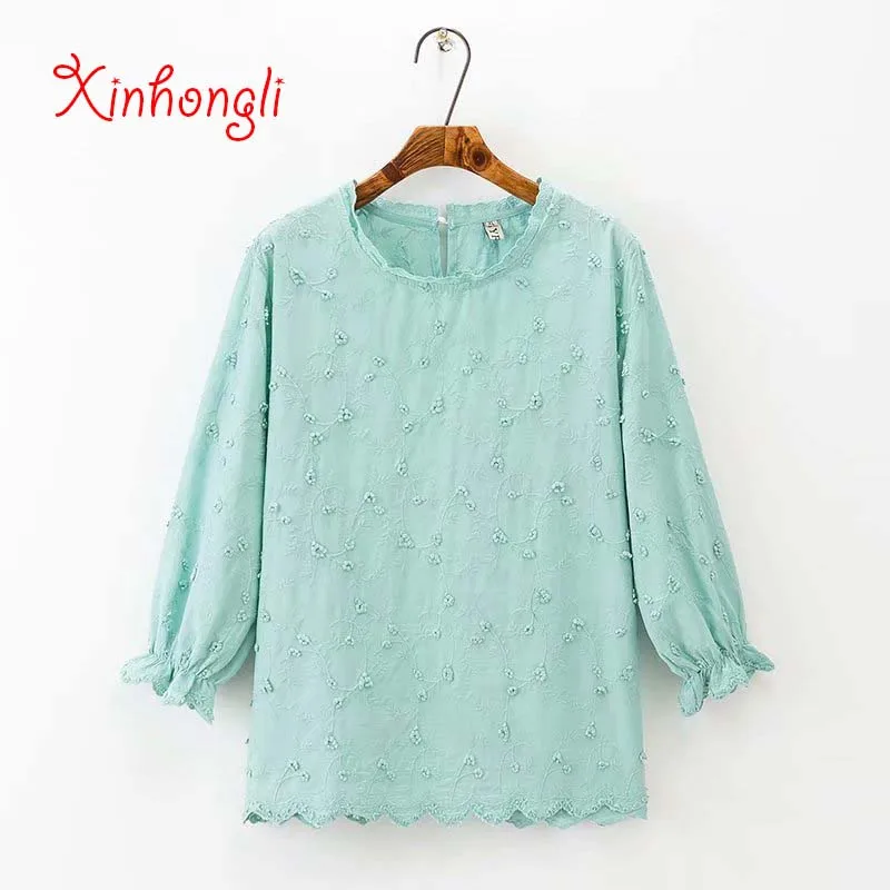 

Plus size 5XL Dobby cotton petal sleeve women loose blouse 2019 summer casual ladies O-neck white shirts female tops