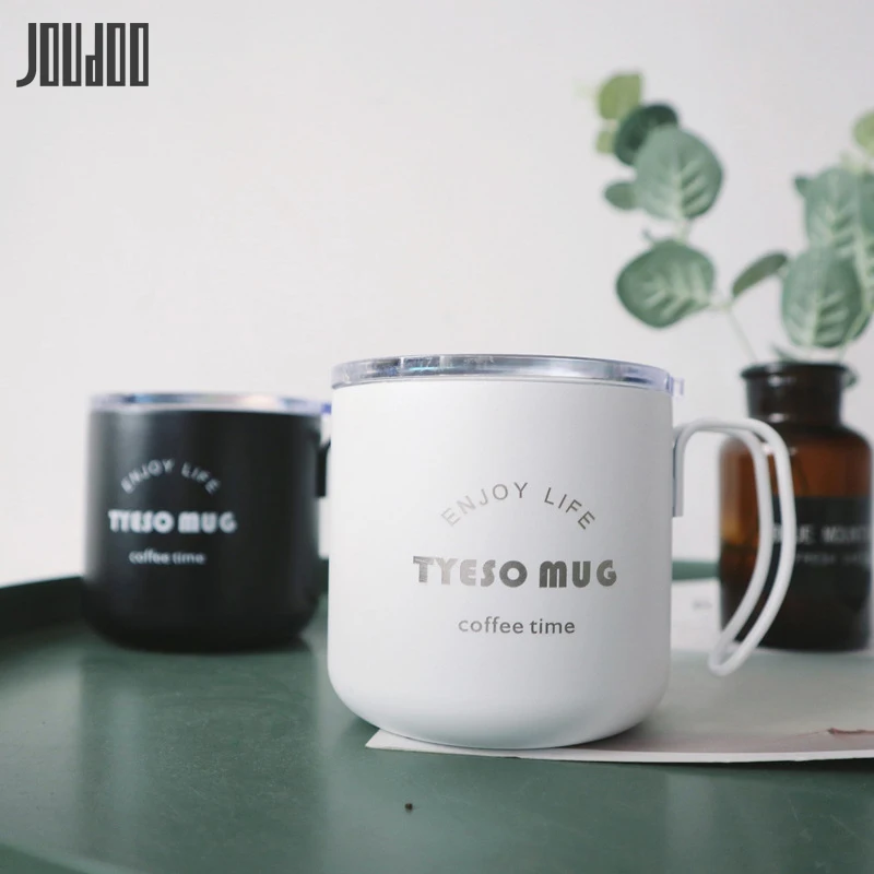 

JOUDOO 350ML New 304 Stainless Steel Coffee Cup With Handle Office Thermos Water Cup Portable Creative Spot Water Mug 35